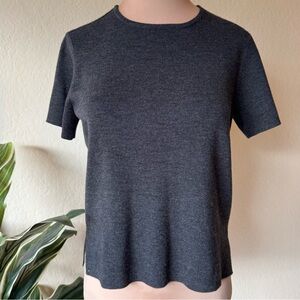 Nordstrom Charcoal Short Sleeve sweater gray wool blend size M